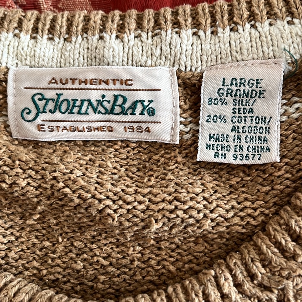 Vintage StJohn’s Bay Large men’s long sleeve camel color -crew neck - Picture 2 of 5